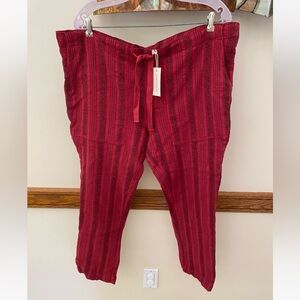 Sundance pants women size small Red drawstrings lined cotton pants NWT